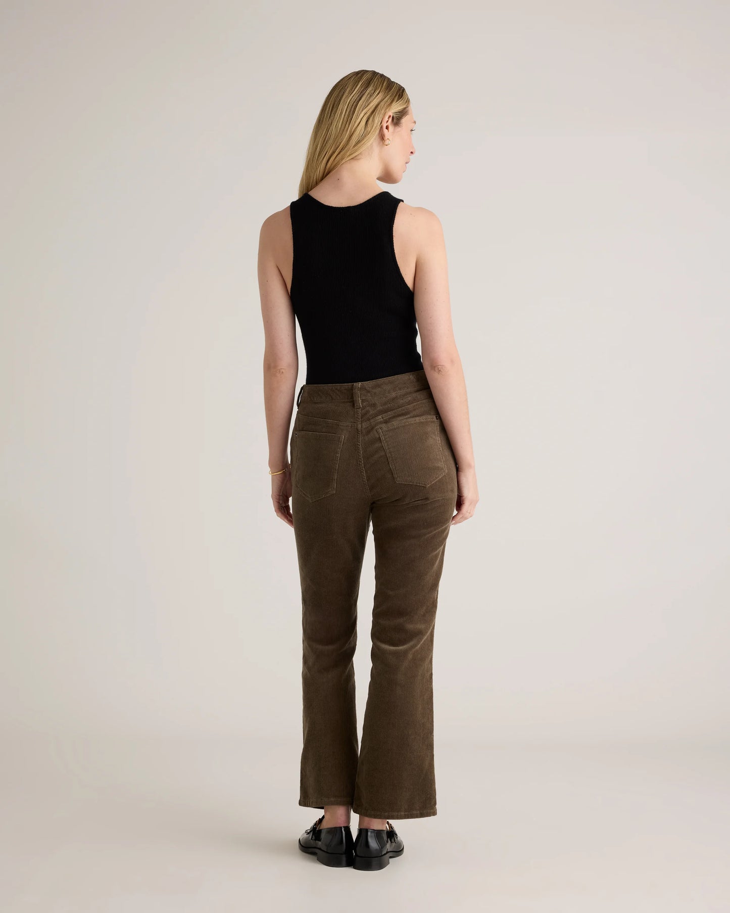Organic Stretch Corduroy Flare Pants - 0 / Black