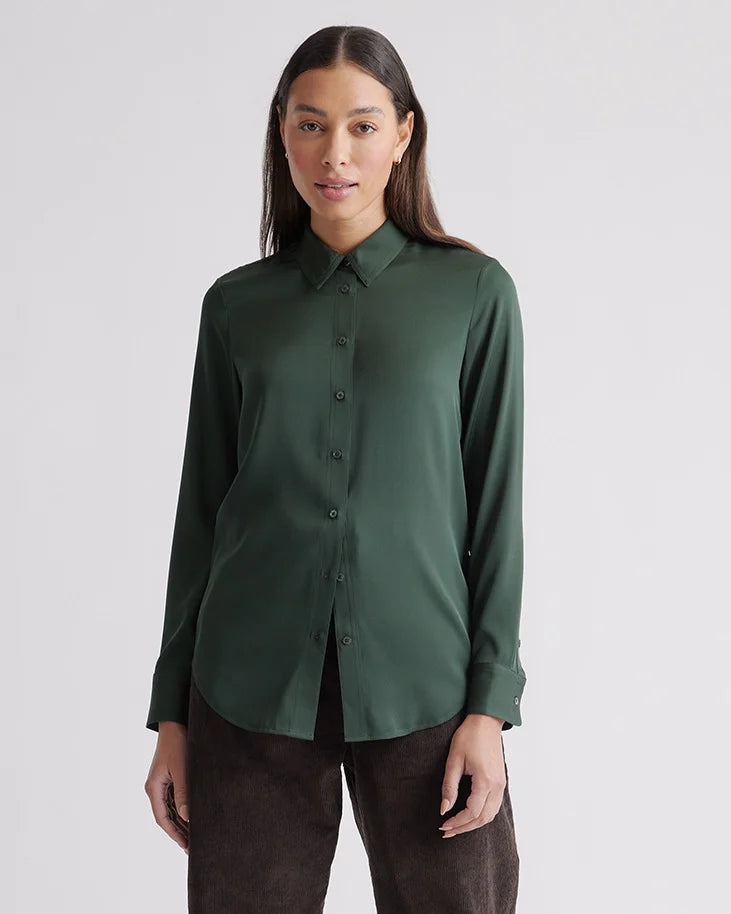 Washable Stretch Silk Blouse - XS / Moonstone Blue
