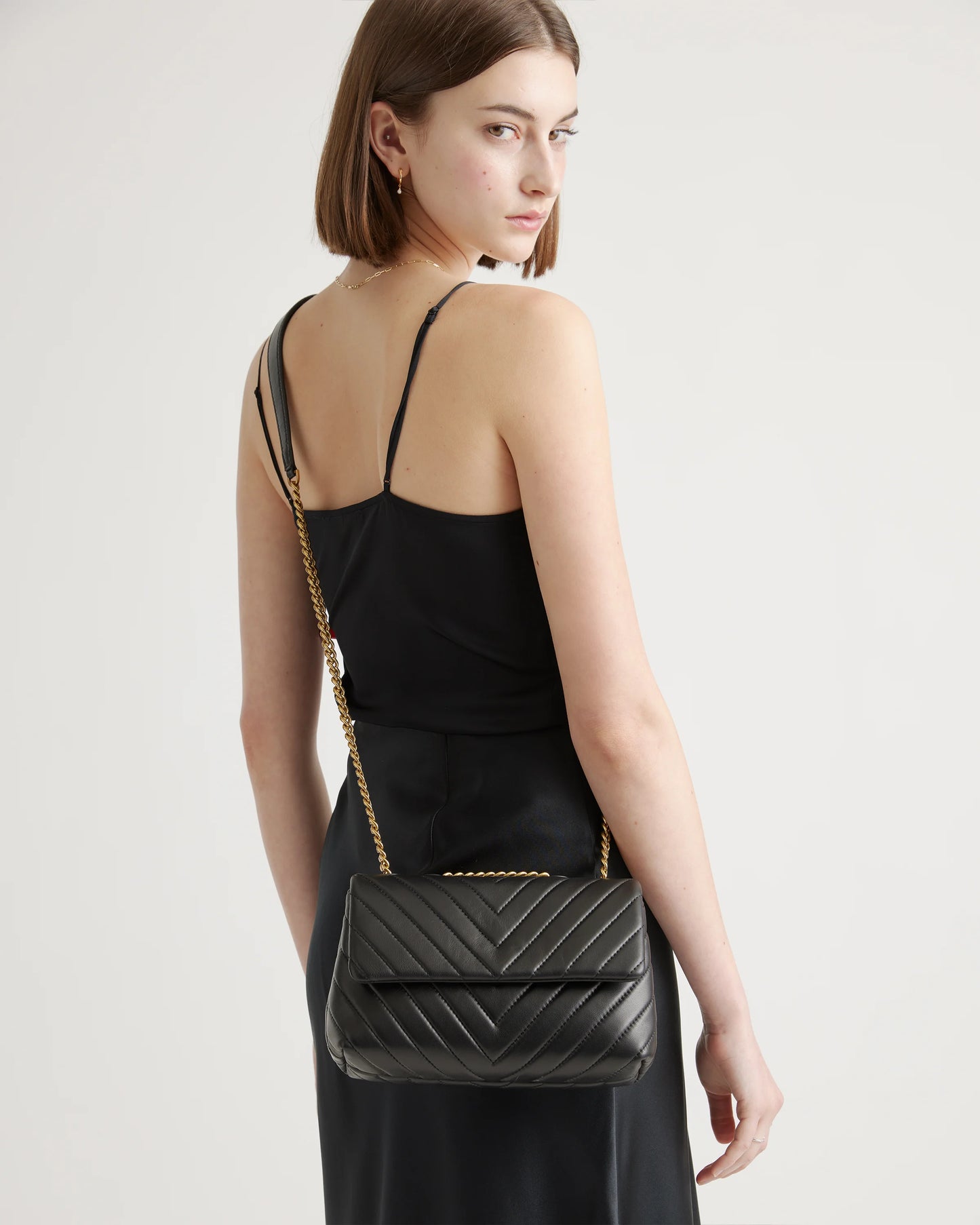 Italian Leather Quilted Convertible Crossbody - One Size / Dark Taupe
