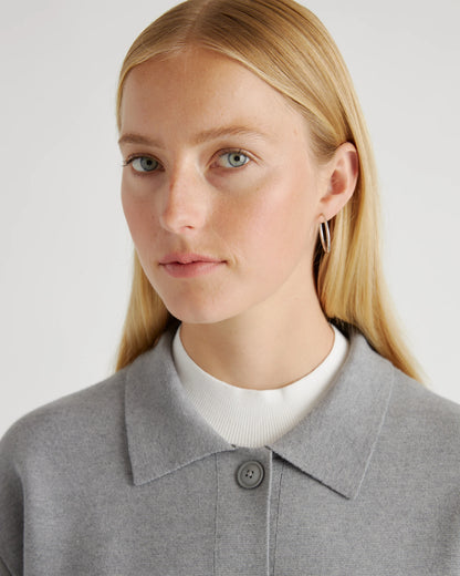 Eco-Knit Milano Stitch Oversized Shirt Jacket - XS / Heather Grey