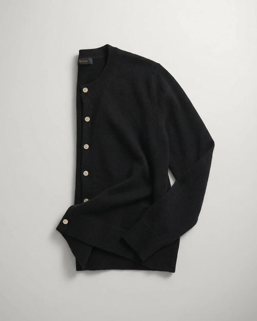 Mongolian Cashmere Cardigan Sweater - XS / Black