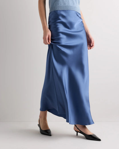 100% Washable Silk Maxi Skirt - XS / Champagne