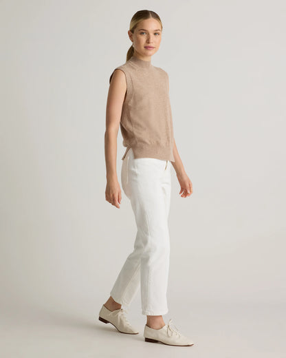 Mongolian Cashmere Mock Neck Sweater Vest - XS / Oatmeal