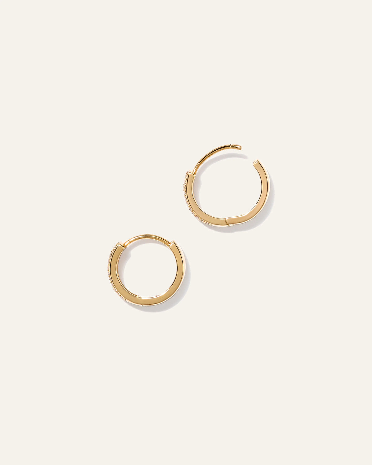 14K Gold Pave Diamond Multi Row Huggies - One Size / Yellow Gold