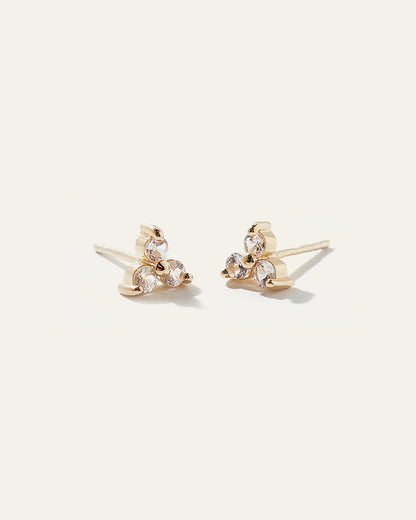 White Sapphire Triad Studs - One Size / Gold Vermeil