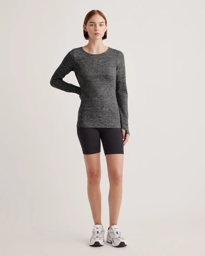 Ultra-Soft Fitted Long Sleeve Top - XS / Heather Navy