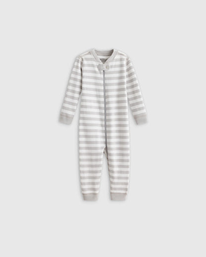 100% Organic Cotton One Piece Pajama - 0-3M / Navy Stripe