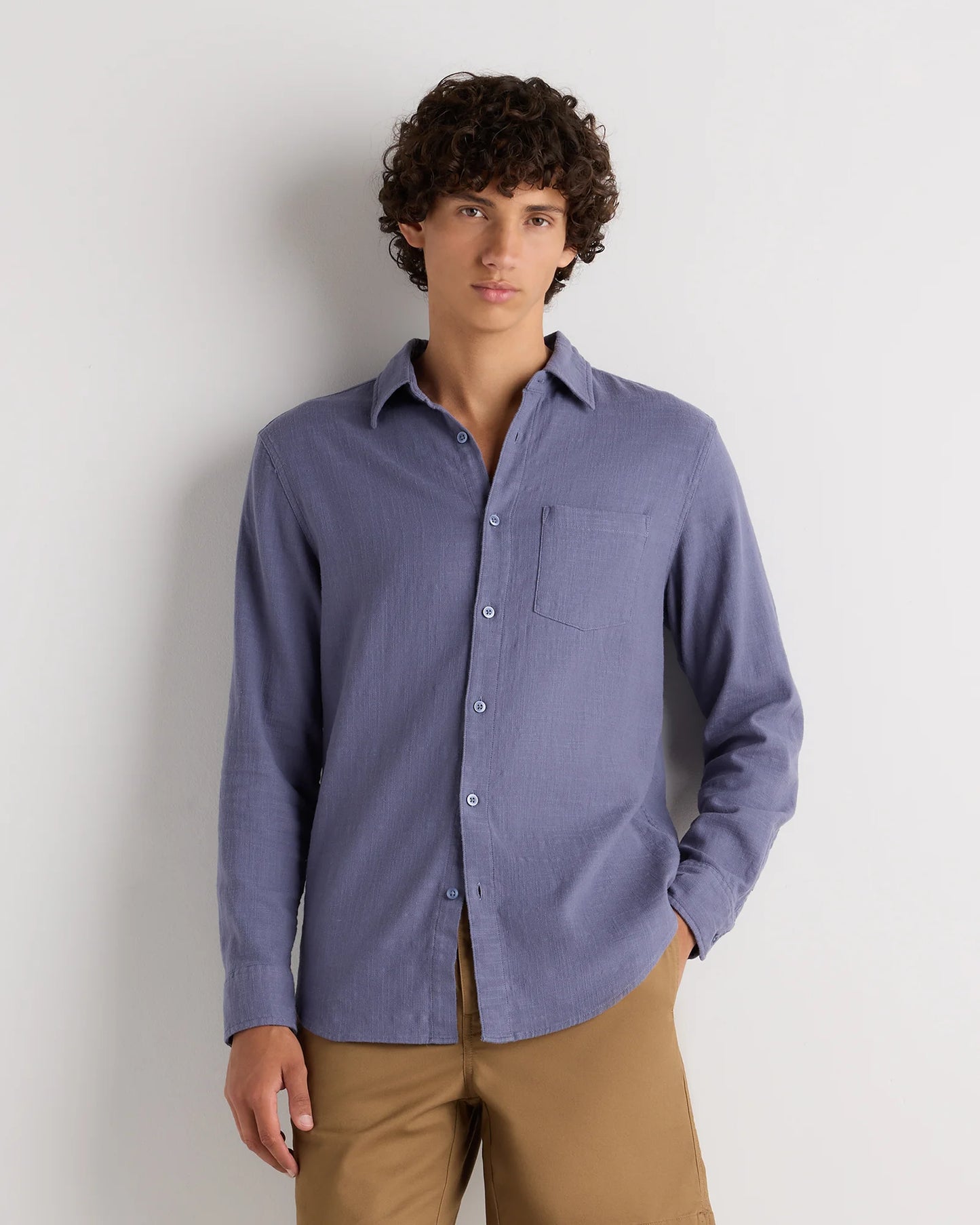 Organic Cotton Stretch Selvage Shirt - S / Mini Blue Stripe