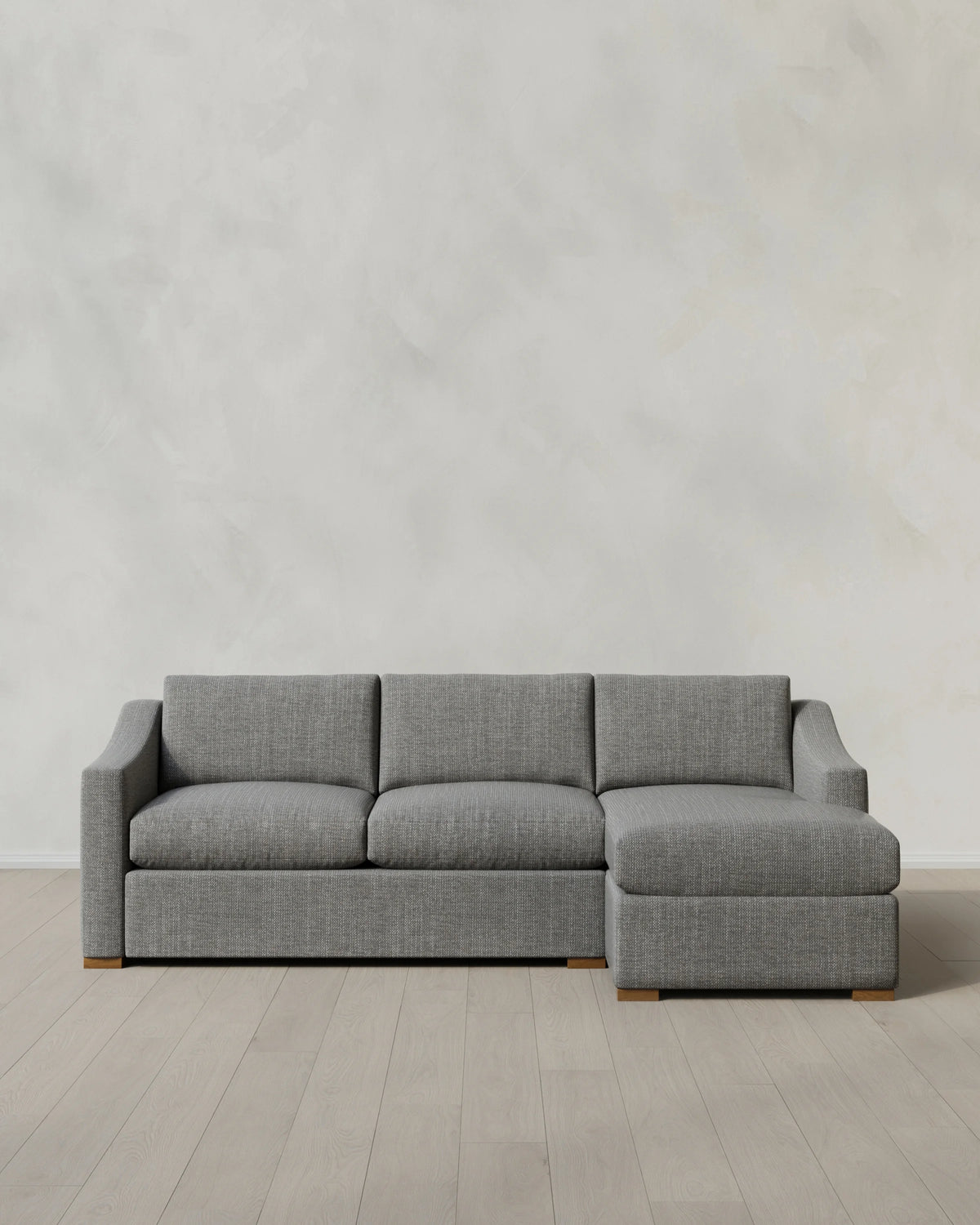 Hollis Slope Arm Chaise Sectional in Performance Chenille Linen Blend - 104" Right Arm / Snow
