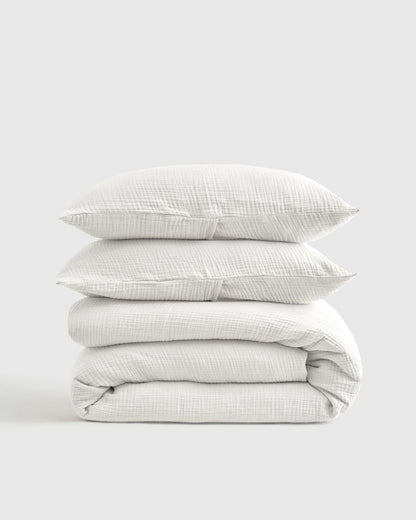 Organic Cotton Gauze Duvet Cover Set - Twin / Dried Sage