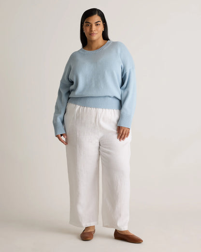 100% Organic Cotton Boyfriend Crew Sweater - 1X / Shell Pink