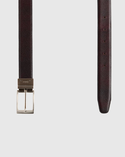 Owen Calfskin Leather Reversible Dress Belt - 30 / Black/Black