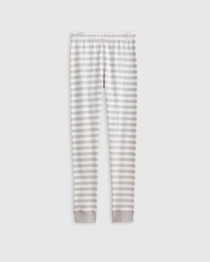 100% Organic Cotton Long Sleeve and Pant Pajama Set - 6 / Navy Stripe