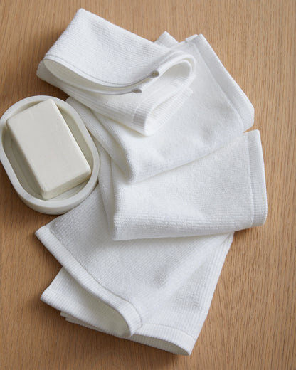 Turkish Ribbed Quick Dry Bath Towel Bundle - One Size / White