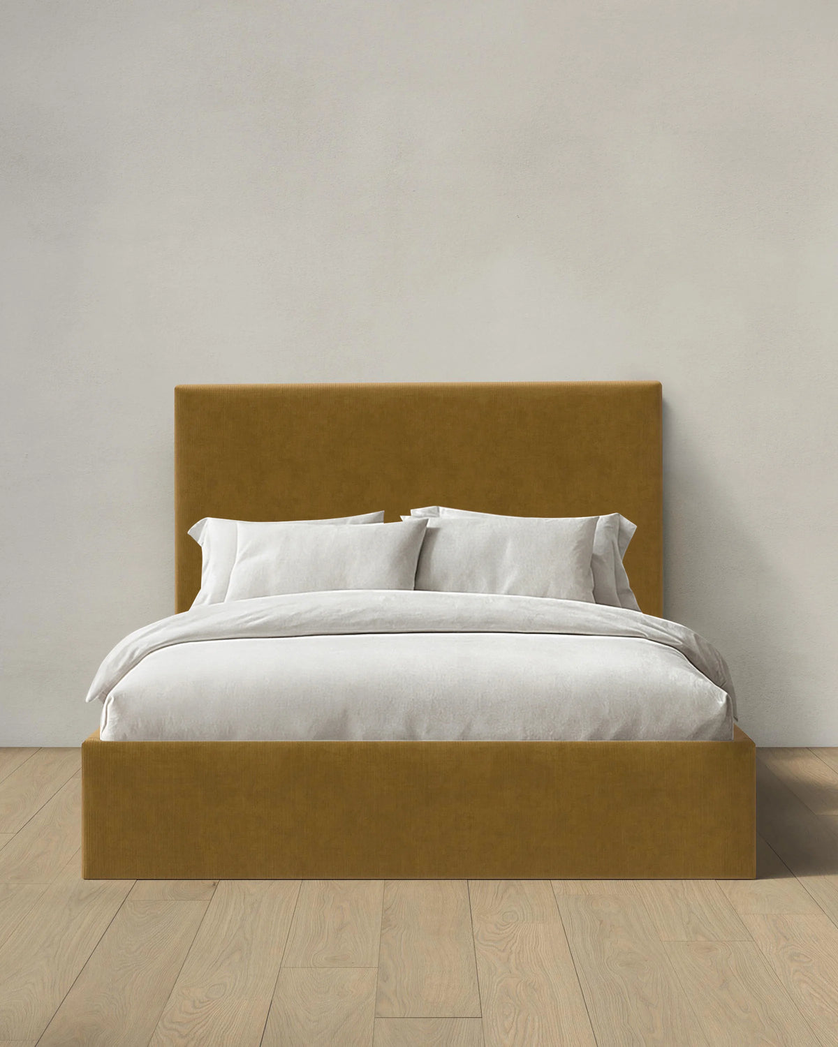 Square Bed in Performance Velvet - Full / Butterscotch