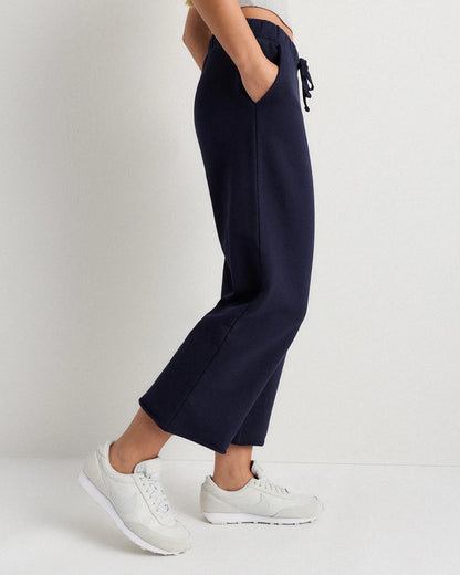 Organic French Terry Cropped Wide Leg Pants - XS / Ruby Red