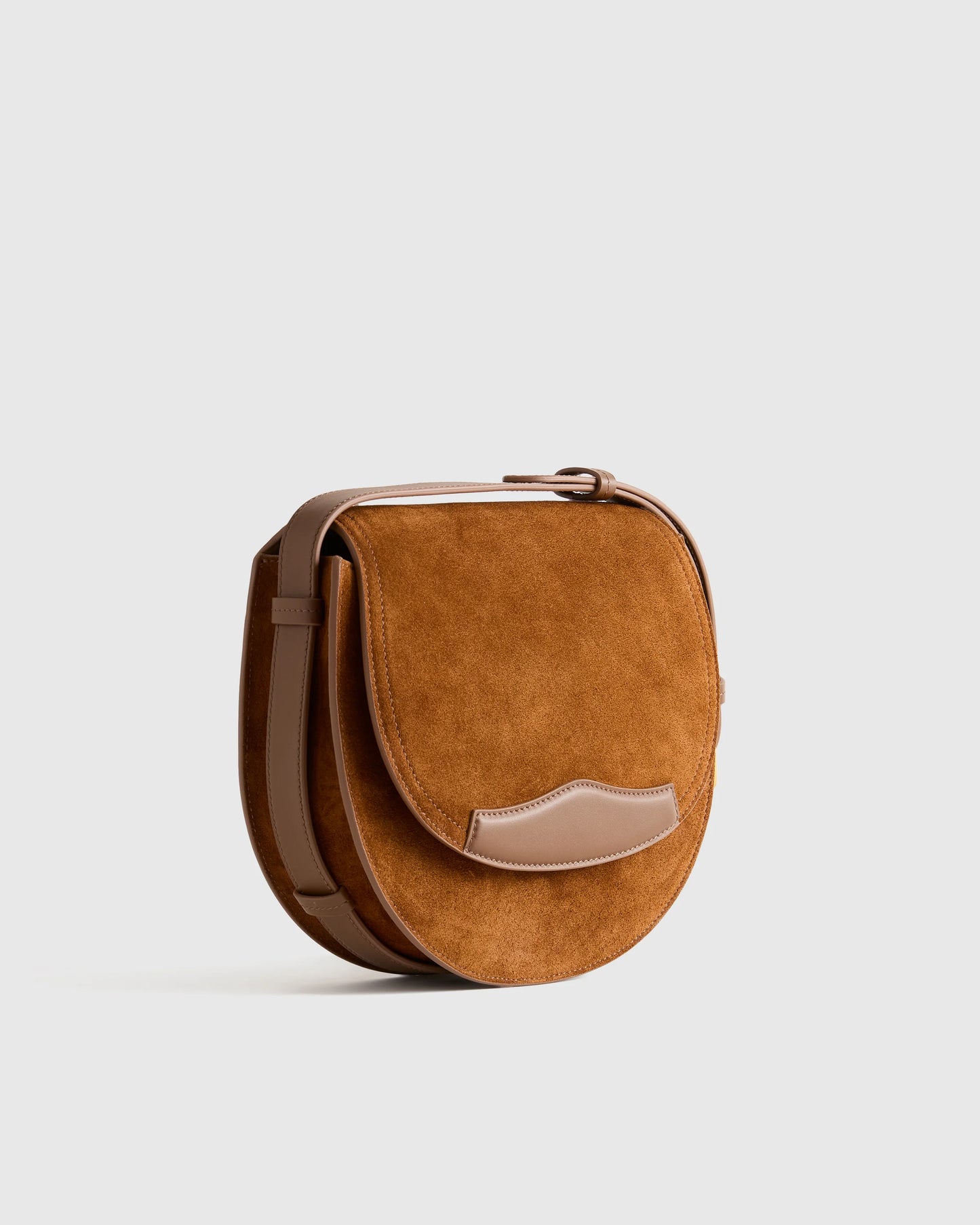 Italian Suede Saddle Bag - One Size / Pebble