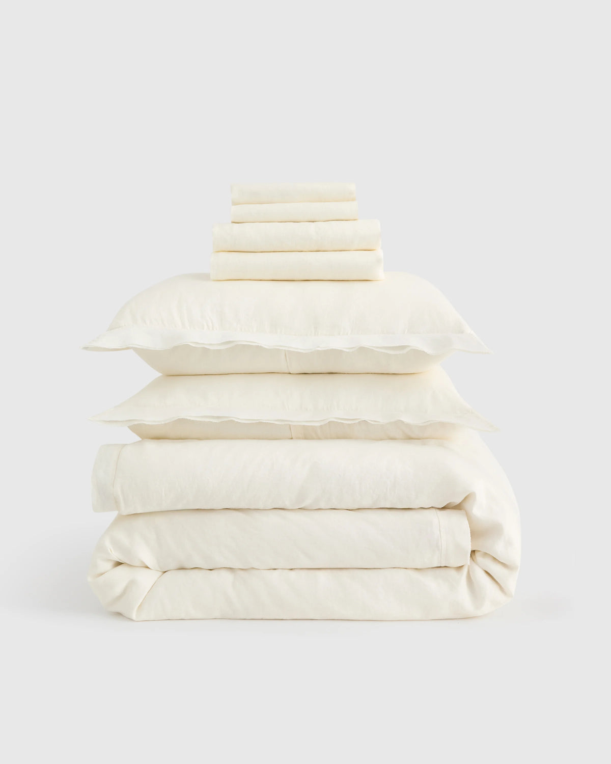 European Linen Double Flange Deluxe Bedding Bundle - Twin / White