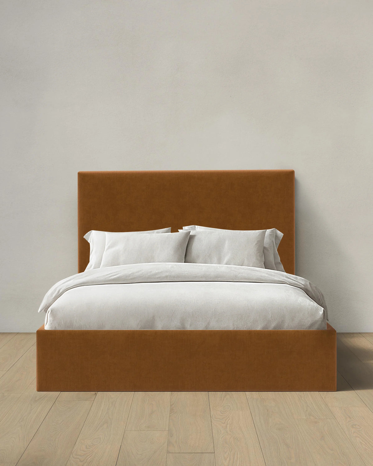Square Bed in Performance Velvet - Full / Butterscotch