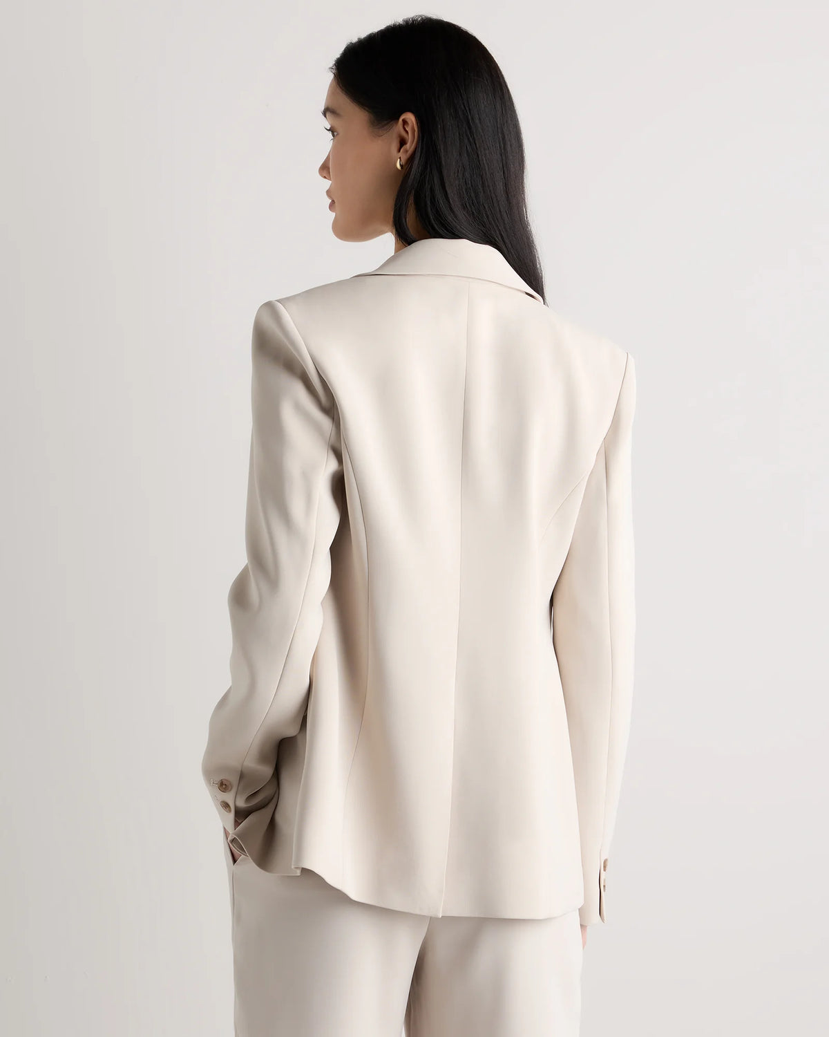 Stretch Crepe Cinched Waist Blazer - XS / Sand