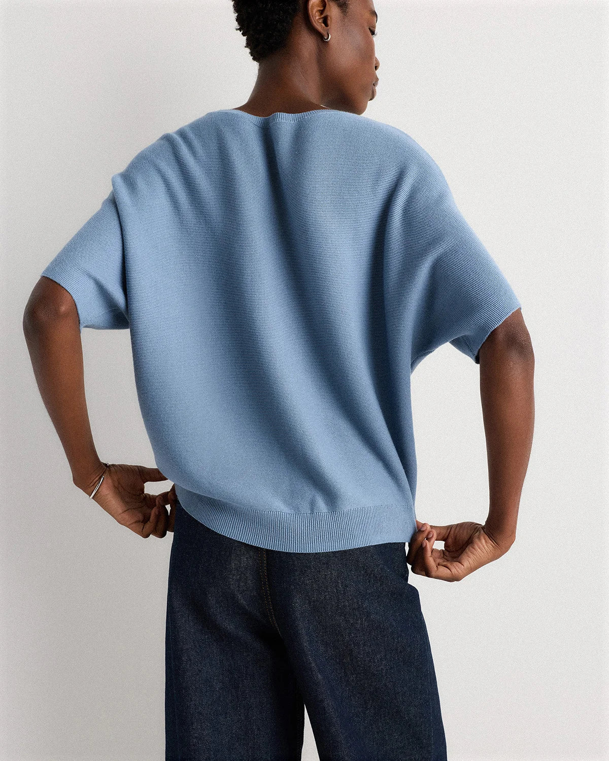 Lightweight Cotton Cashmere Link-Stitch Dolman Sweater - XS / Sugar Stone