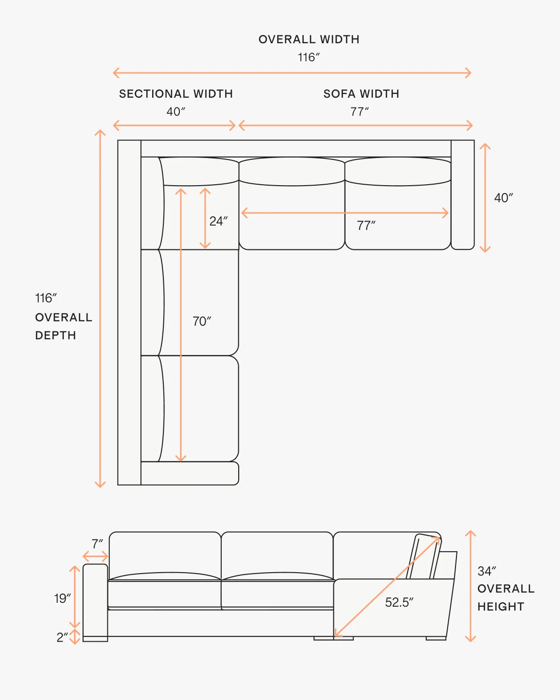 Stillman L Sectional in Performance Velvet - 116x116 / Java