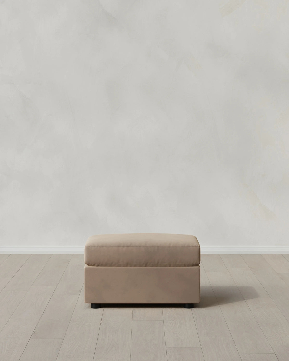 Brennan Ottoman in Performance Velvet - One Size / Taupe