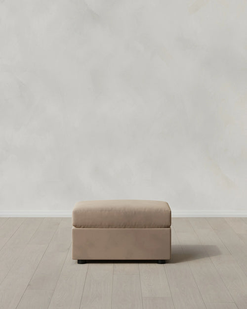 Brennan Ottoman in Performance Velvet - One Size / Taupe