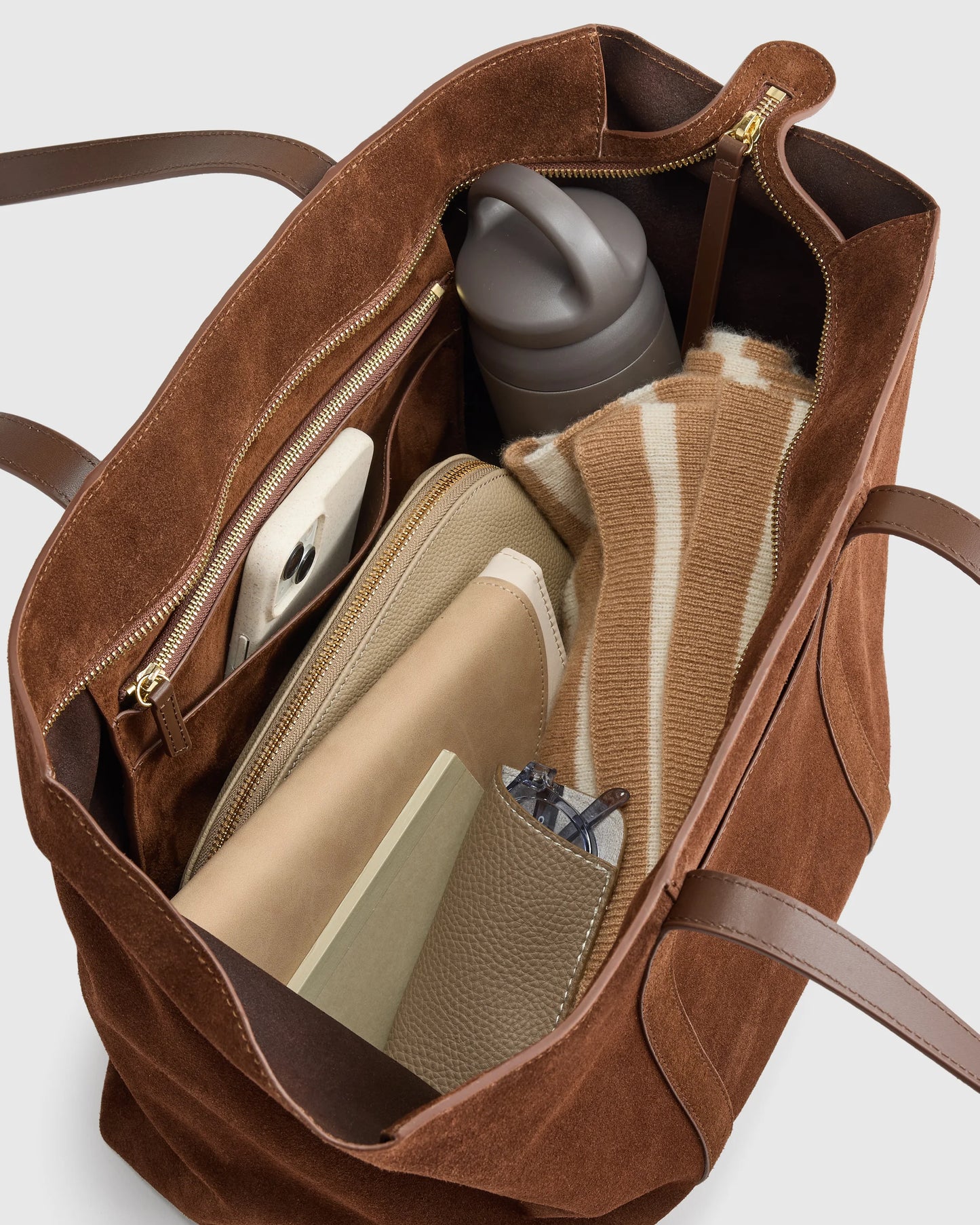 Italian Suede Everyday Tote - One Size / Whiskey