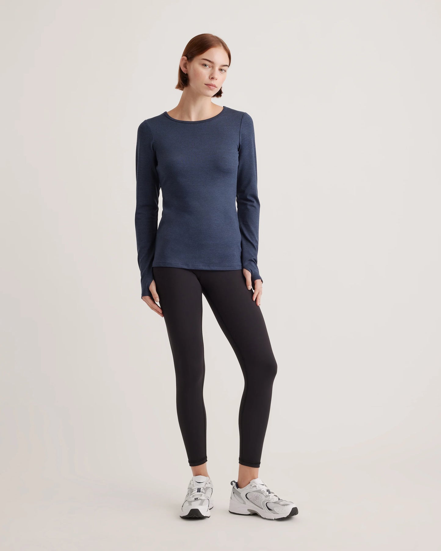 Ultra-Soft Fitted Long Sleeve Top - XS / Heather Navy