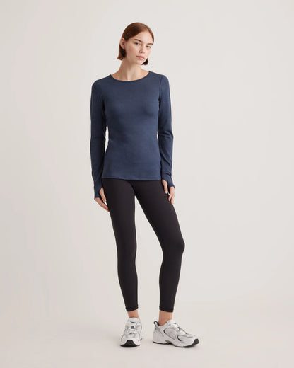 Ultra-Soft Fitted Long Sleeve Top - XS / Heather Navy