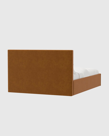 Square Bed in Performance Velvet - Full / Chocolate