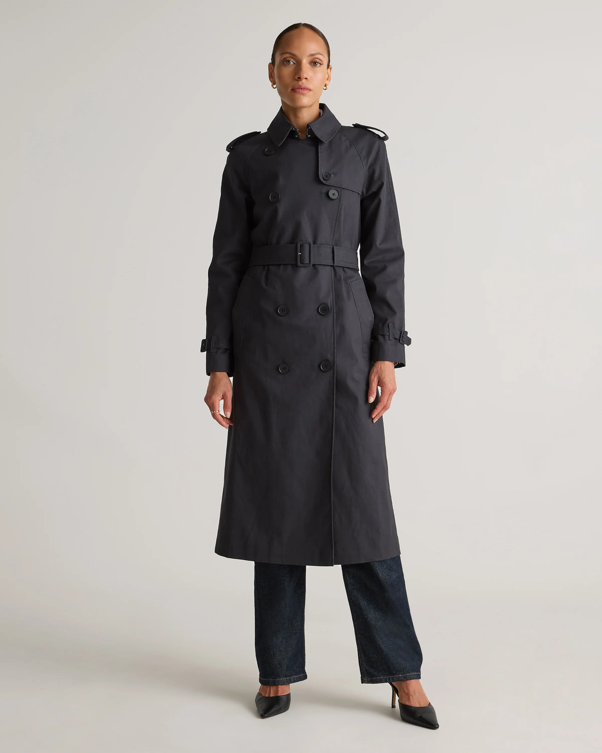 Comfort Stretch Long Trench Coat - XS / Dark Khaki