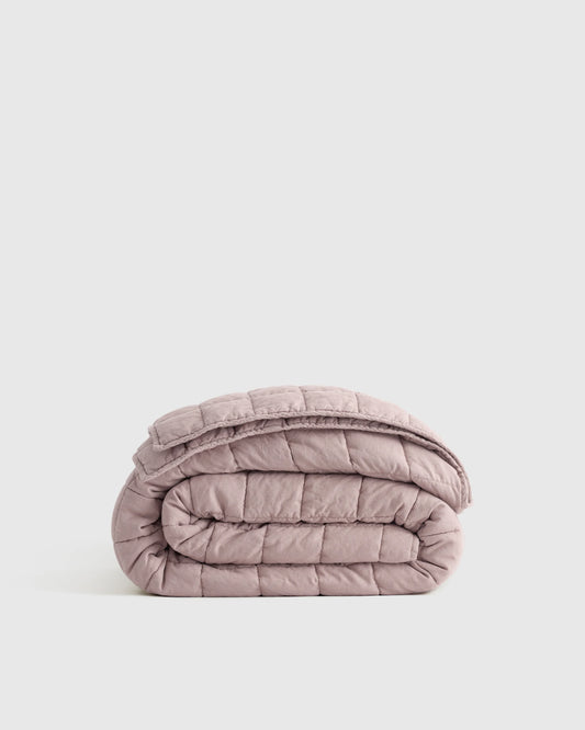 European Linen Box Quilt - Twin / Dusty Mauve