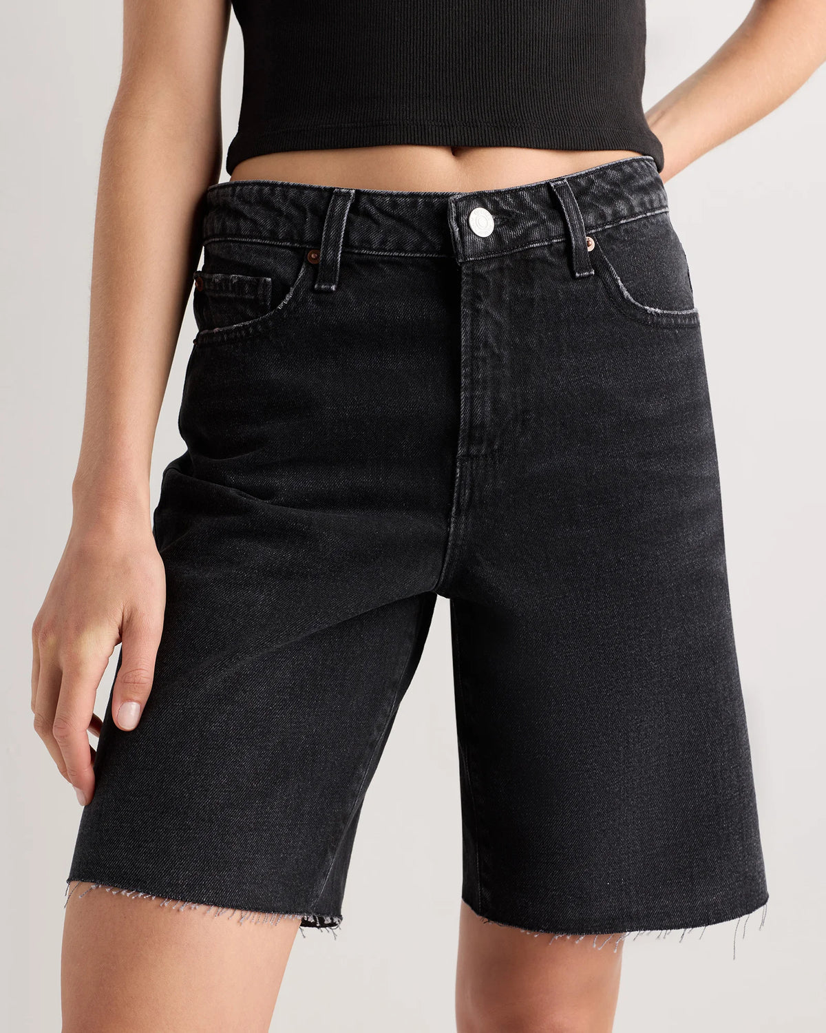 Maya Rigid Bermuda Shorts - 24 / Powder Blue Destruct