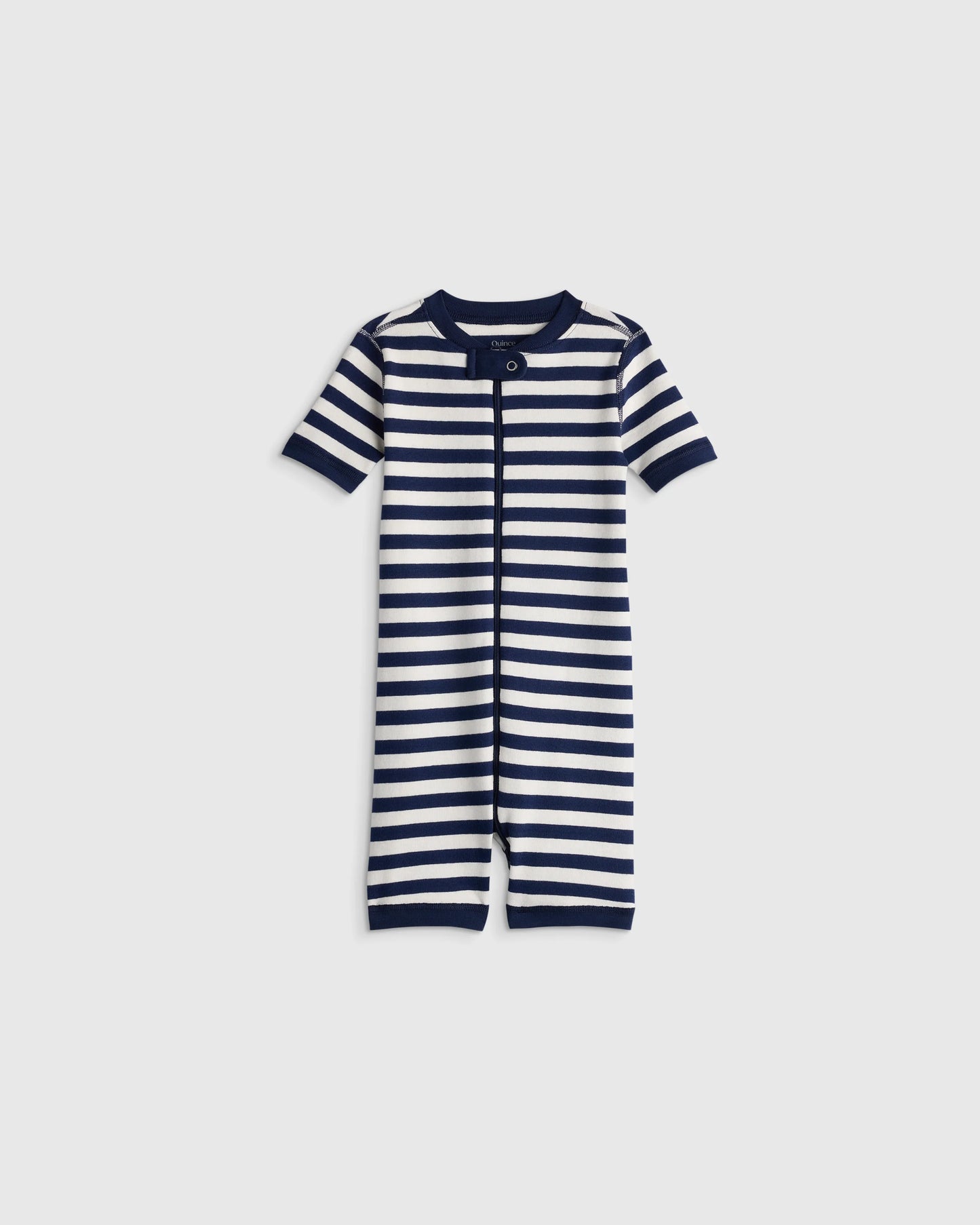 100% Organic Cotton Shortie Onesie Pajama - 2T / Navy Stripe