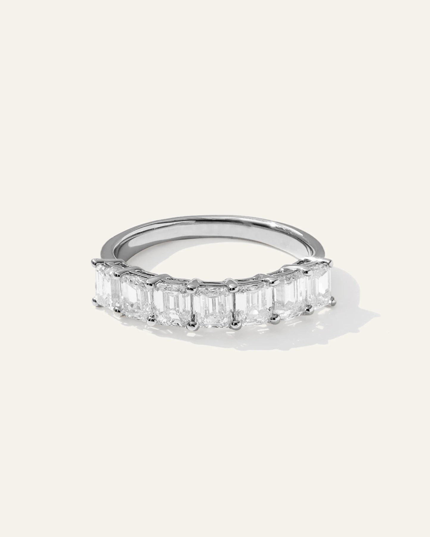 Lab Grown Diamond Emerald Seven Stone Band - 4 / Yellow Gold