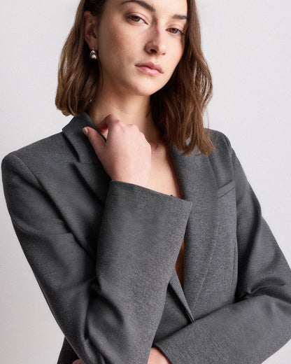 Ultra-Stretch Ponte Single-Breasted Blazer - XS / Espresso