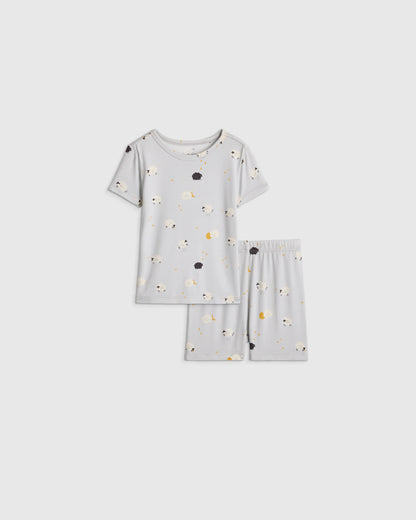 Bamboo Short Sleeve and Shorts Pajama Set - 12-18M / Lavender Hearts