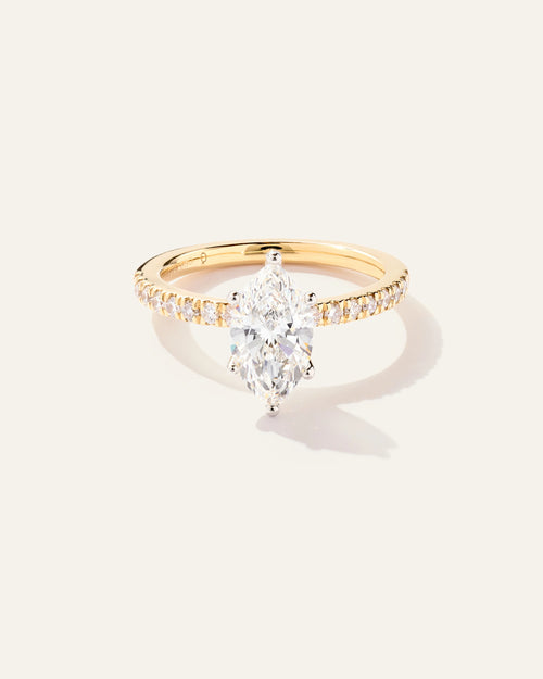 Lab Grown Diamond Marquise Petite Pave Engagement Ring - 1.5ct - 4 / Yellow Gold
