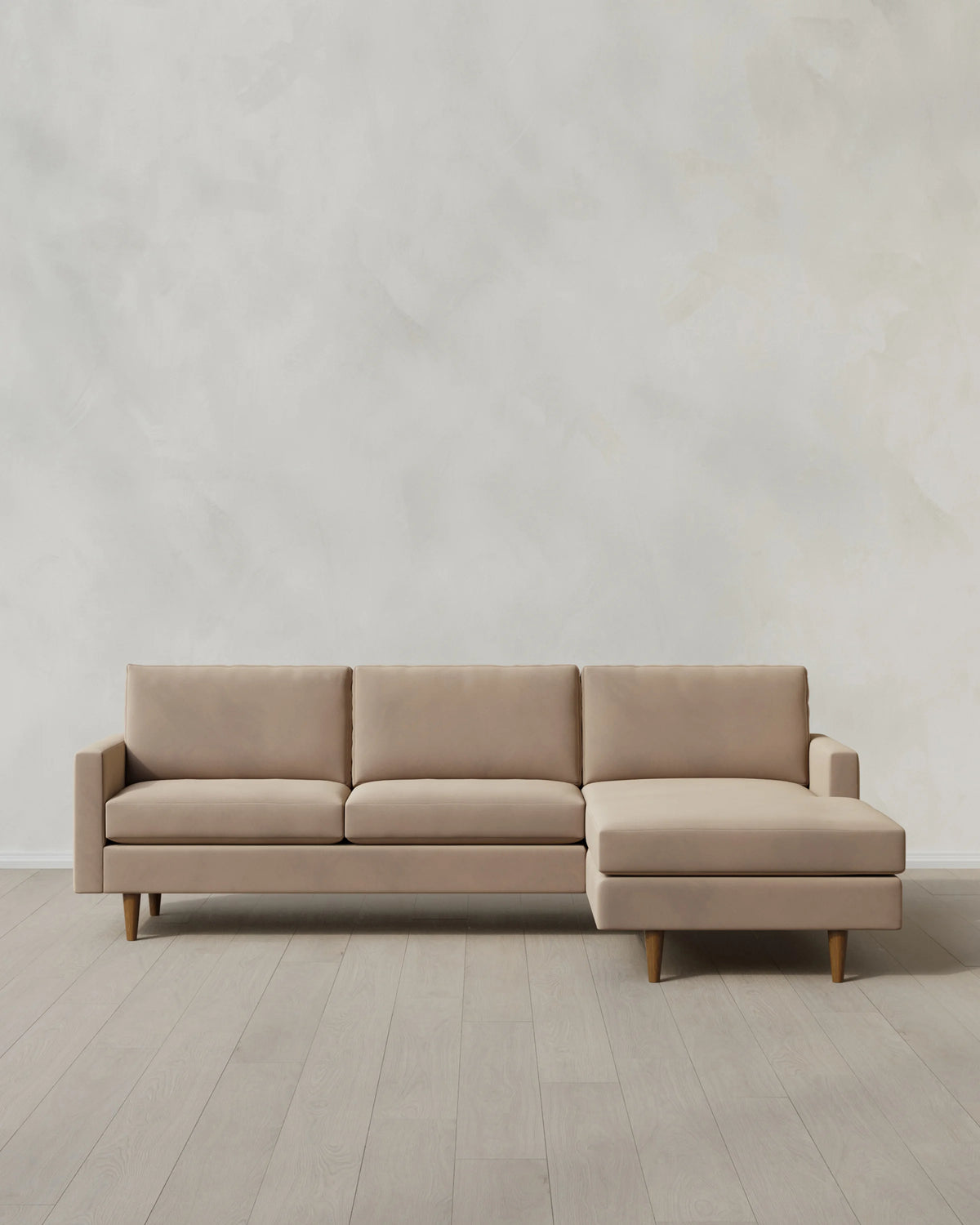 Atlas Midcentury Chaise Sectional in Performance Velvet - 106" Right Arm / Pine