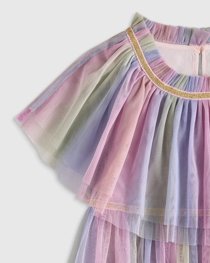 Recycled Tulle Tiered Dress - 2T / Pale Pink