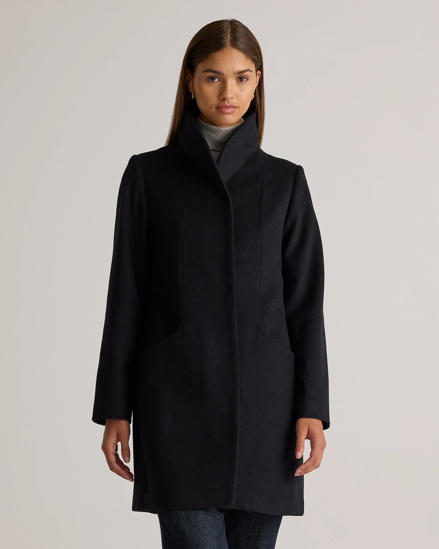 Italian Wool Cocoon Coat - XS / Black