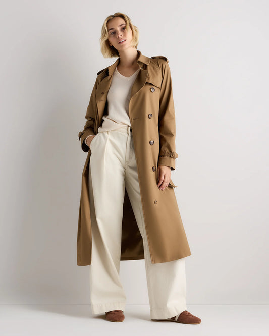 Comfort Stretch Long Trench Coat - XS / Dark Khaki