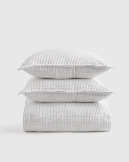 Organic Ribbed Cotton Coverlet Set - Twin / Toffee