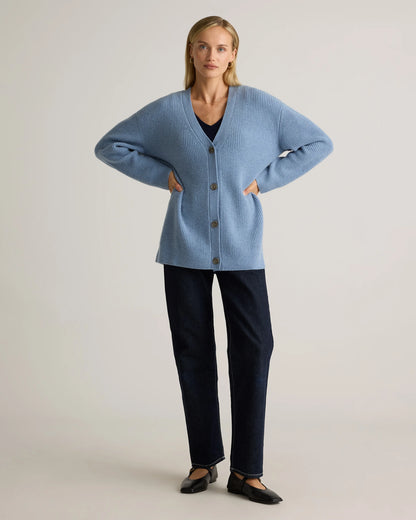 Mongolian Cashmere Oversized Boyfriend Cardigan Sweater - XS / Brown