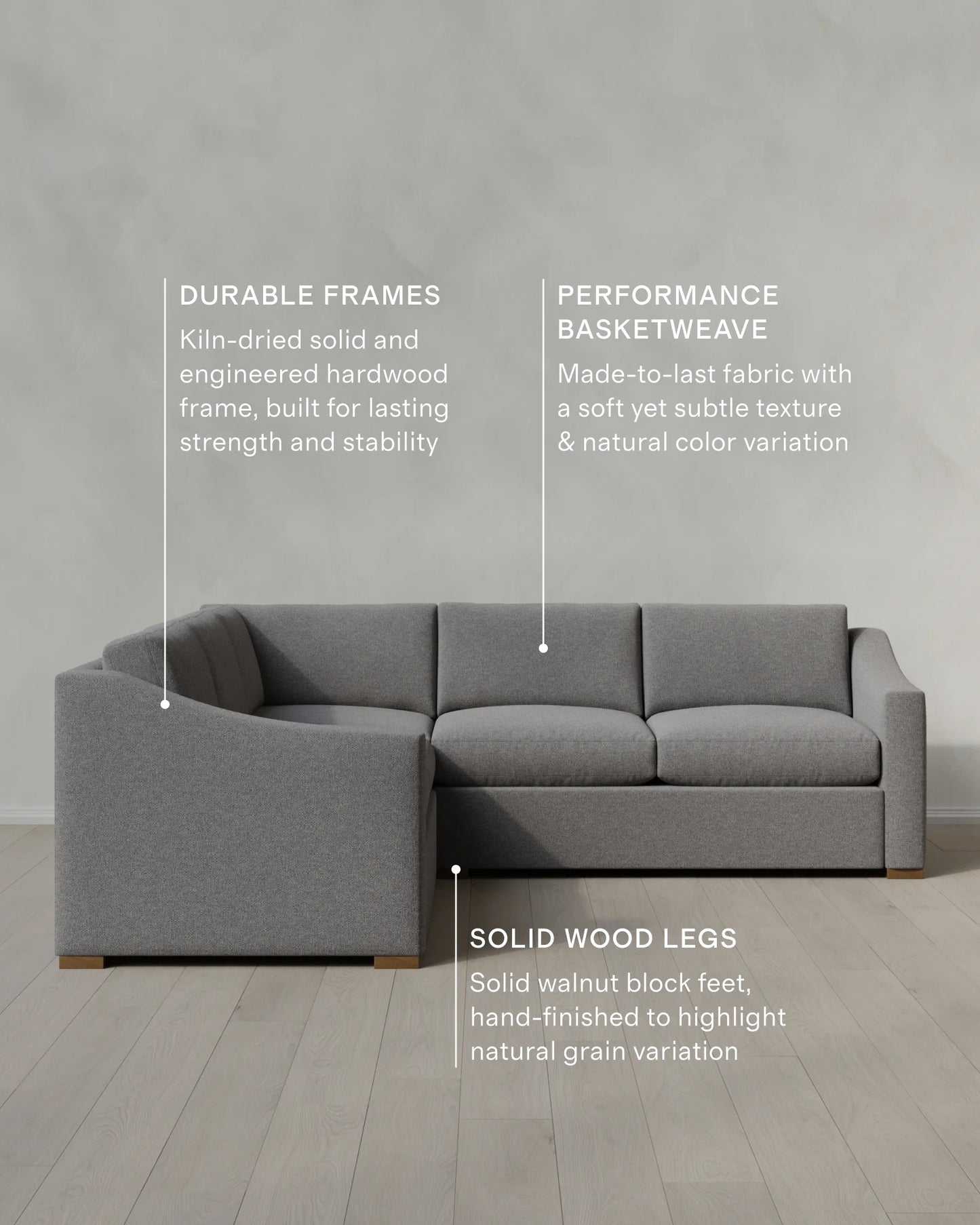 Hollis Slope Arm L Sectional in Performance Basketweave - 110x110 / Flax