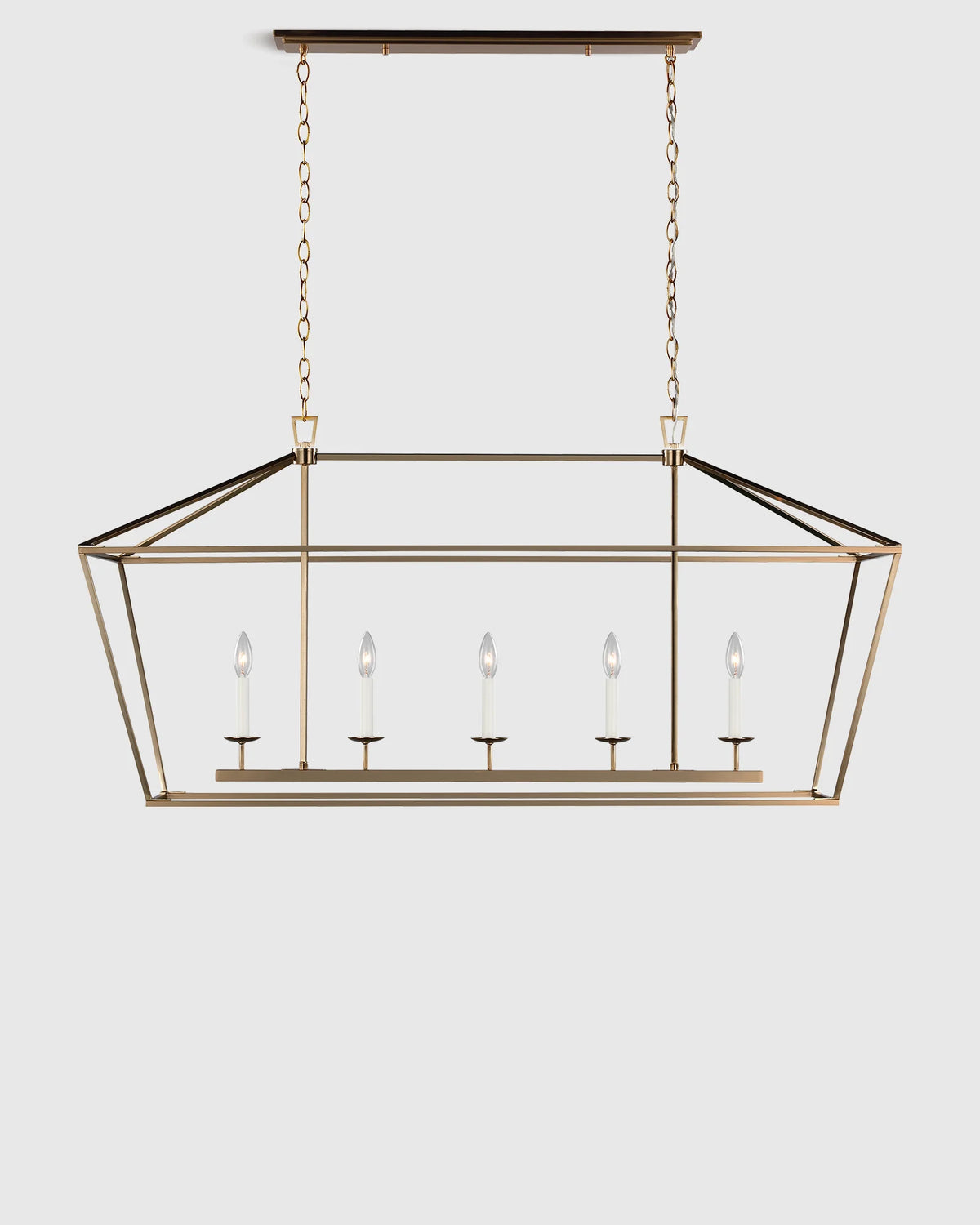Traditional Steel Linear Lantern Chandelier - One Size / Brass