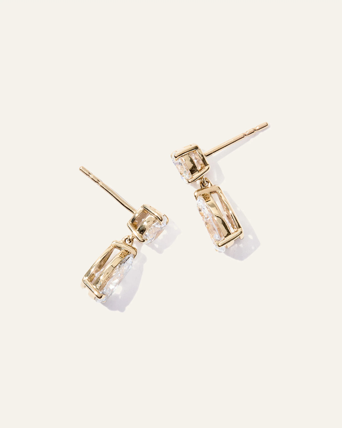 14K Gold Lab Grown Diamond Round & Pear Drop Earrings - One Size / Yellow Gold