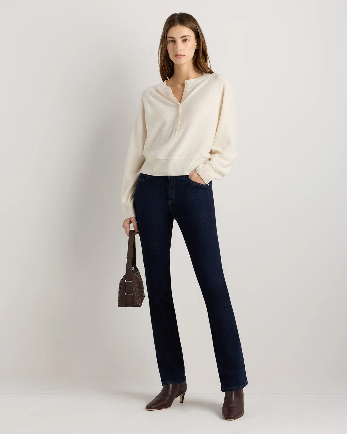 Mongolian Cashmere Dolman Sleeve Henley Sweater - XS / Oatmeal